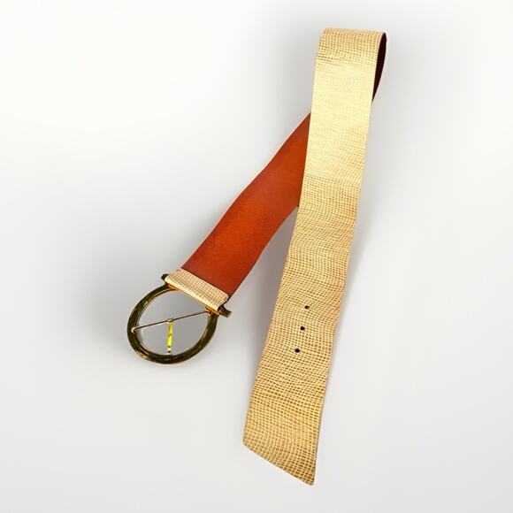 Ferragamo Gancini Belt Beige Leather Gold Gancini Buckle | Vintage Luxe Gift NEW - Picture 10 of 16